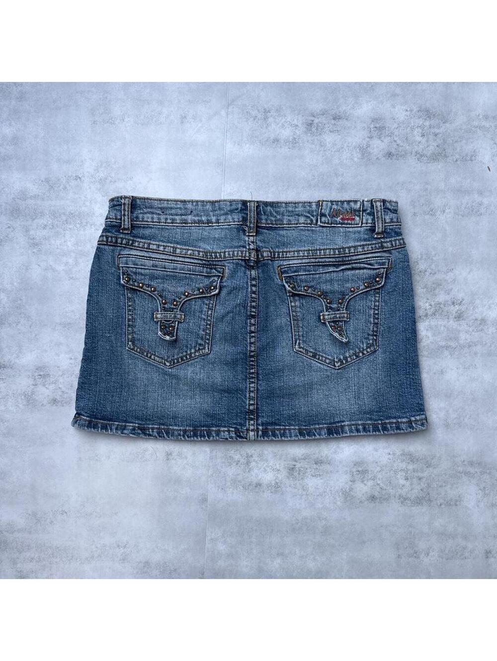 Y2K Nissi Jeans 00s Blue Denim Grunge Mini Skirt